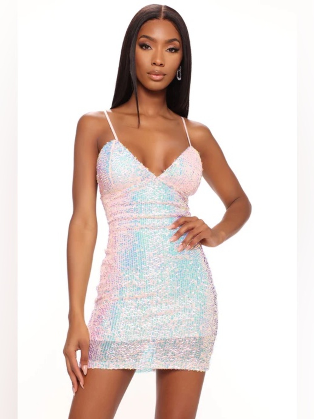 Fashion Nova Keep Your Shine Sequin Mini Dress, M